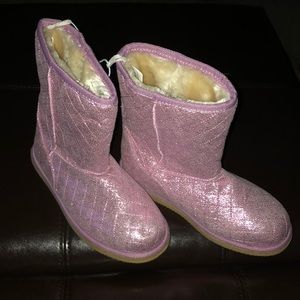 Girls Fur Lined Glitter Boots Youth Sz 3 **NEW**